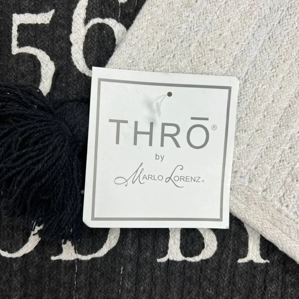 NWT THRO by Marlo Lorenz Octavia Ouija Board Throw Rug. Black/White. 27" x 45" - Picture 2 of 5